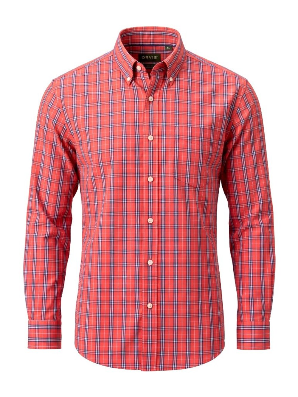 Orvis Mens XL Heritage Wash Red Plaid Shirt Active Fit 100% Cotton Button Down